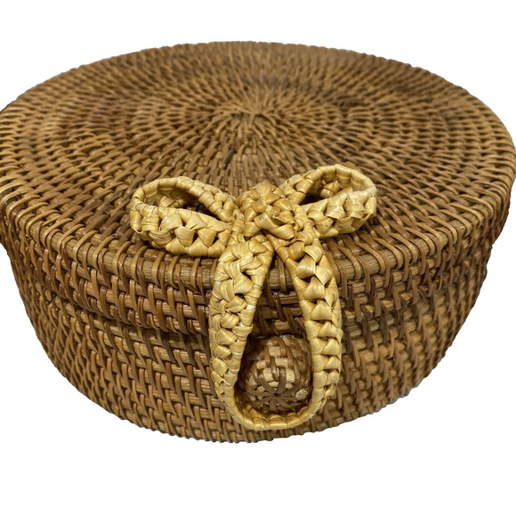 Natural Straw Brown Wicker Shoulder Crossbody Bag Purse Cottagecore Boho Preppy - Picture 5 of 10